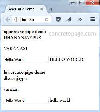 Angular UpperCase Pipe and LowerCase Pipe Example