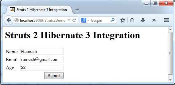 Struts 2  Hibernate 3 Integration Example Using Annotation