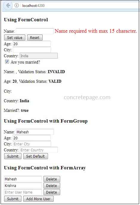Angular FormControl Example