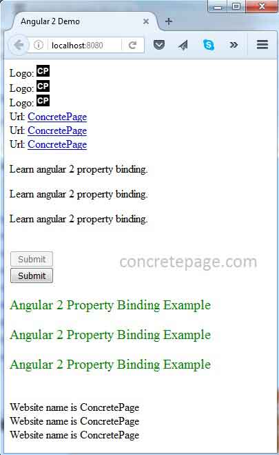 Angular Property Binding Example