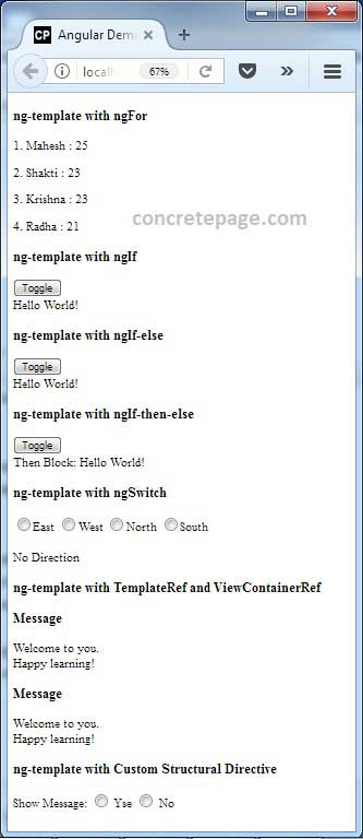 Angular <ng-template> Example
