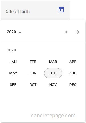Angular Material Datepicker Start View : month, year, multi-year