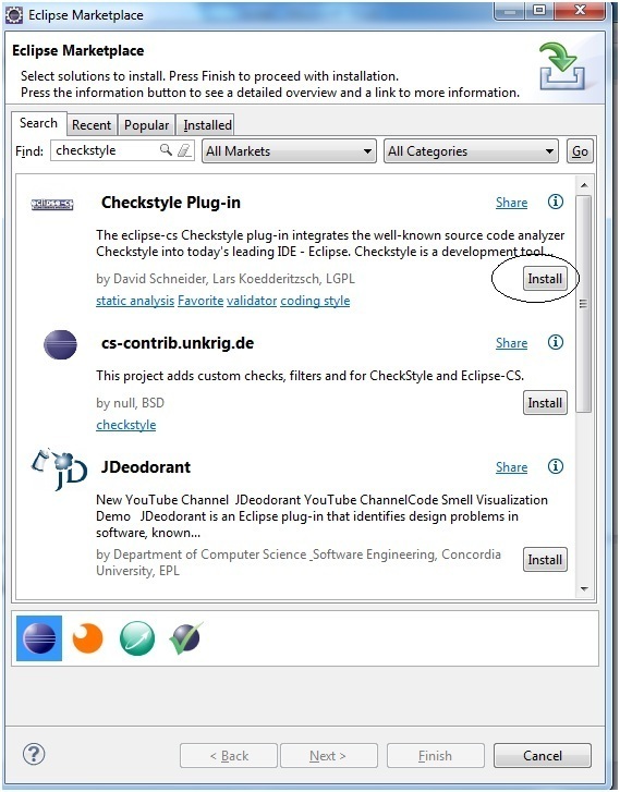 Install Checkstyle plugin in Eclipse