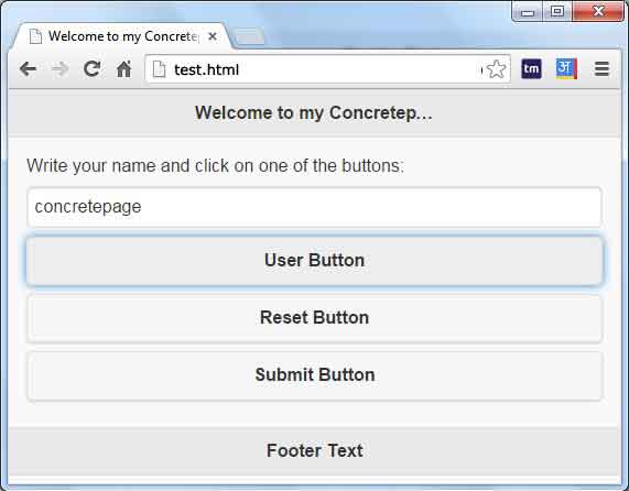 jQuery Mobile Form and Form Buttons Example