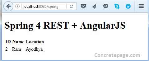 Consume RESTful Web Service using AngularJS + Spring 4 REST + JSON with ngResource and $http Example