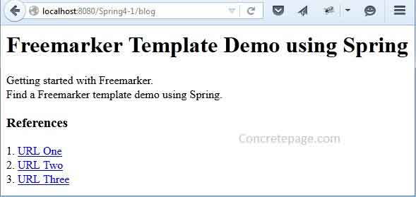Spring 4 MVC + Freemarker Template Annotation Integration Example with FreeMarkerConfigurer