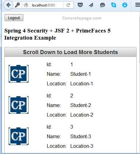 Spring 4 Security + JSF 2 + PrimeFaces 5 Integration Annotation Example