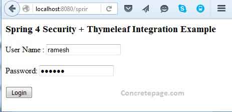 Spring 4 Security + Thymeleaf Integration Custom Login Page and Logout Example with CSRF Token using JavaConfig