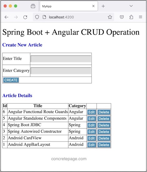 Spring Boot + Angular CRUD Example