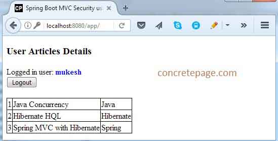 Spring Boot MVC Security Custom Login and Logout + Thymeleaf +  CSRF  + MySQL Database + JPA + Hibernate Example