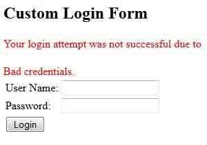 spring security error message on login