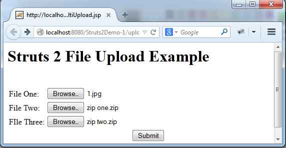 Struts 2 Annotation File Upload Example: Single and Multiple
