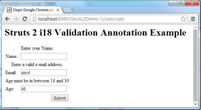 Struts 2 Annotation   Message Resource Example
