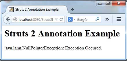 Struts 2 Exception Handling Example with @ExceptionMapping Annotation